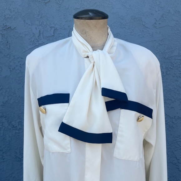 90s blouse size 10 Medium Nautical top Evan Picone - Picture 4 of 14